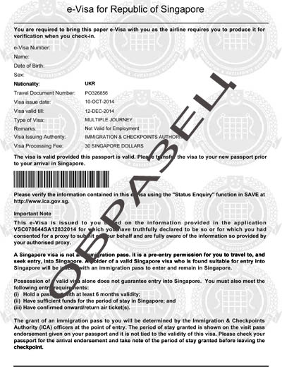 Виза в Сингапур